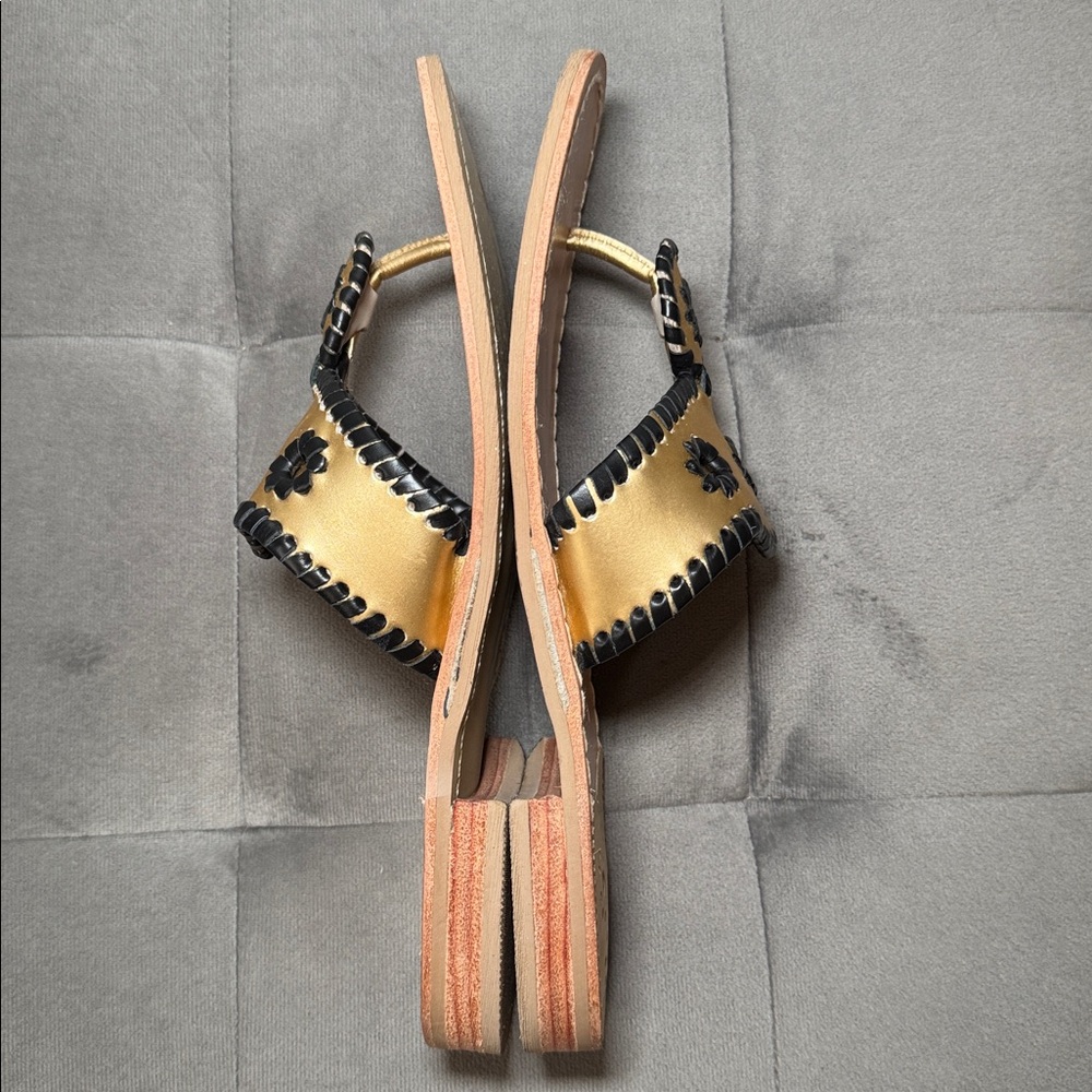 Jack Rogers Signature Spirit Sandals Gold & Black Size 8 - Picture 7 of 16